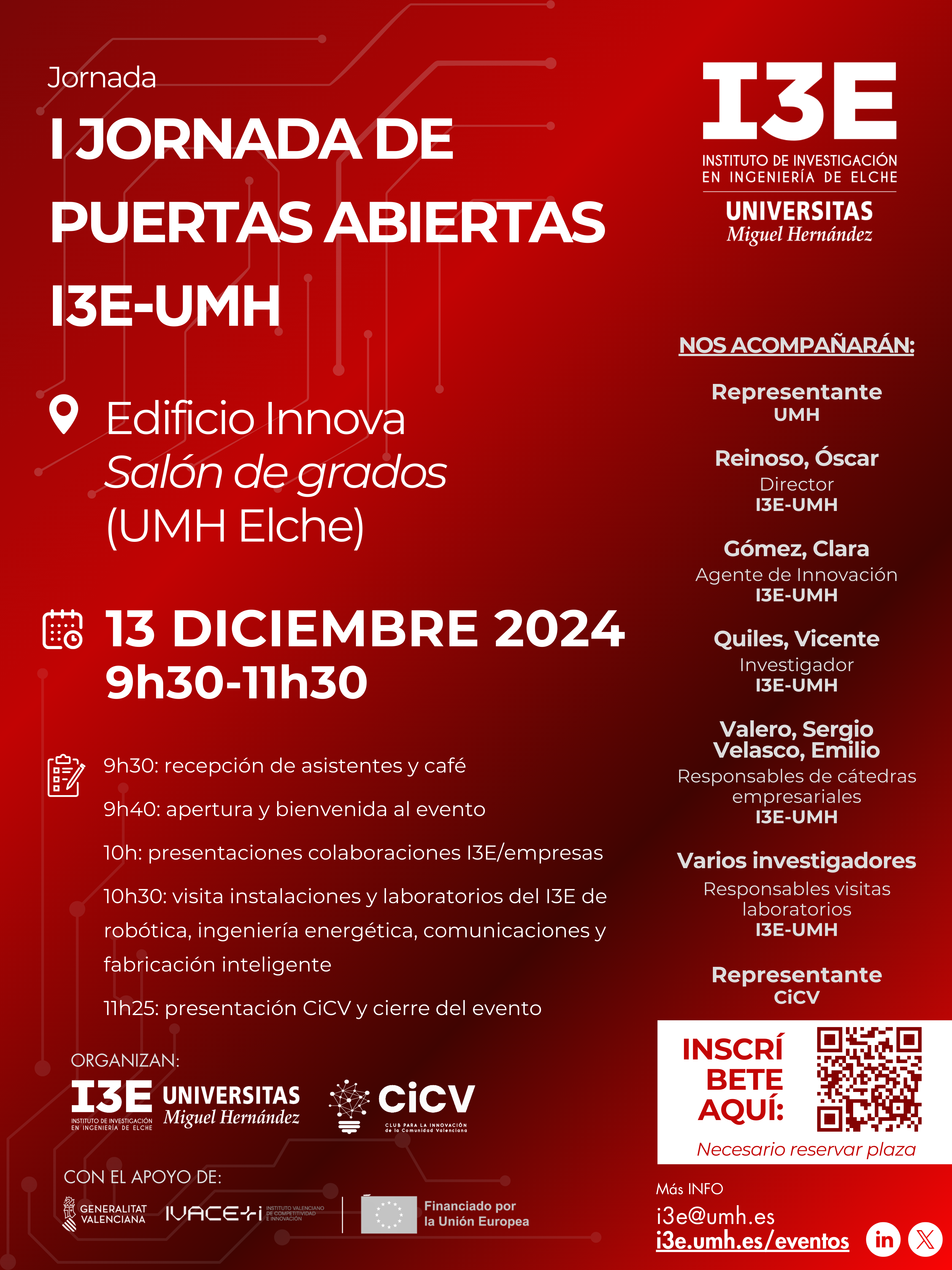 13 DICIEMBRE 2024 | PRIMERA JORNADA DE PUERTAS ABIERTAS I3E-UMH (CAMPUS ELCHE)