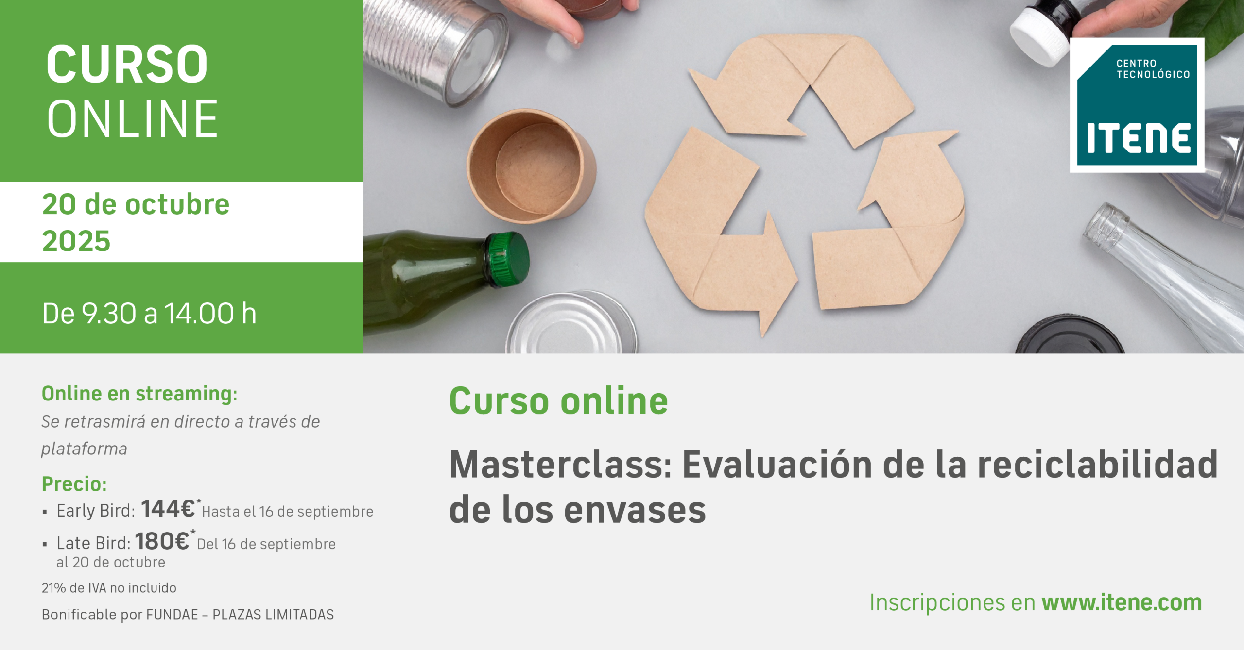 20 D'OCTUBRE | Masterclass Avaluació de la reciclabilitat dels envasos