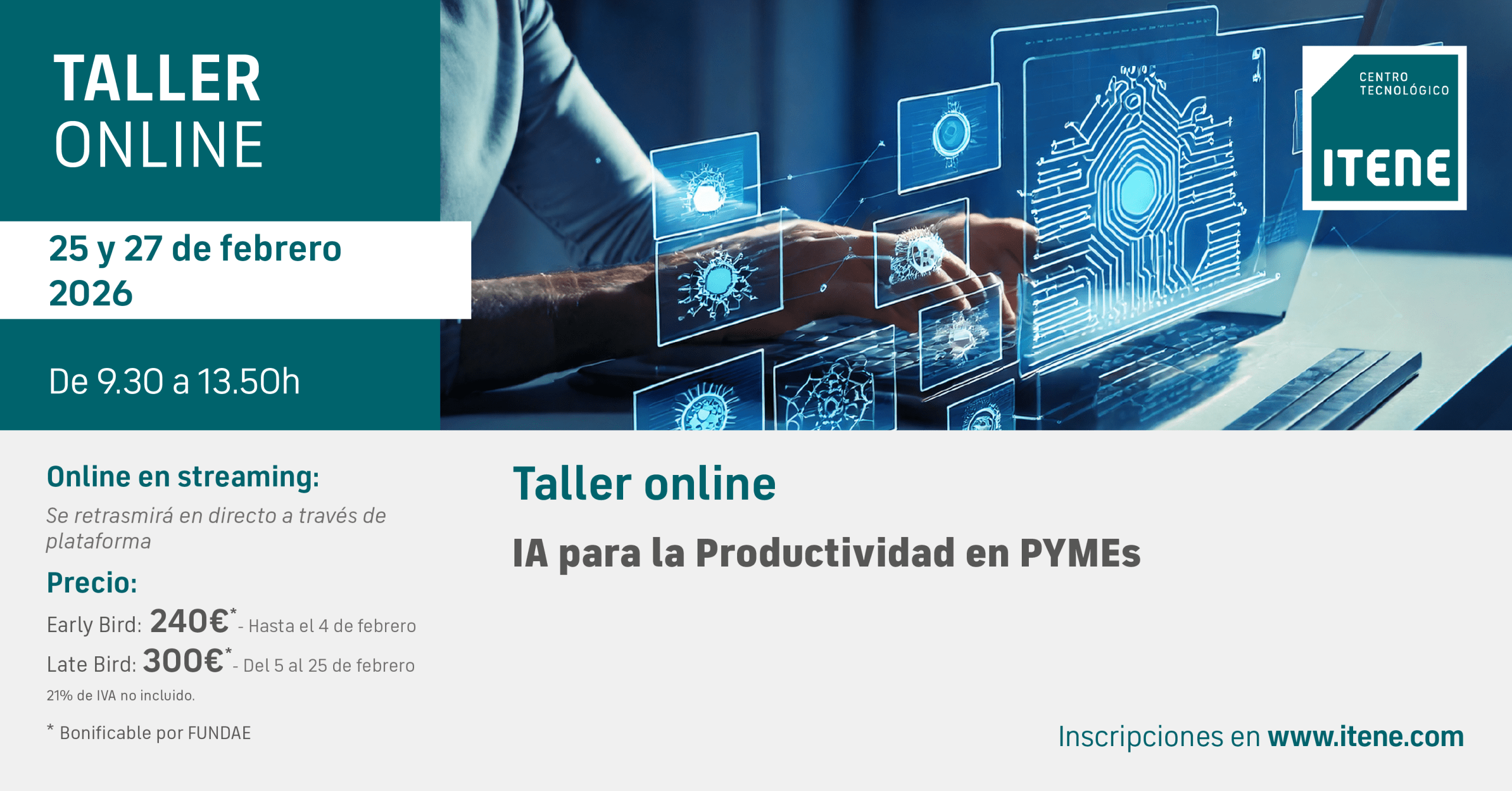 Taller online: IA para la Productividad en PYMEs – 25 y 27 de febrero 2026